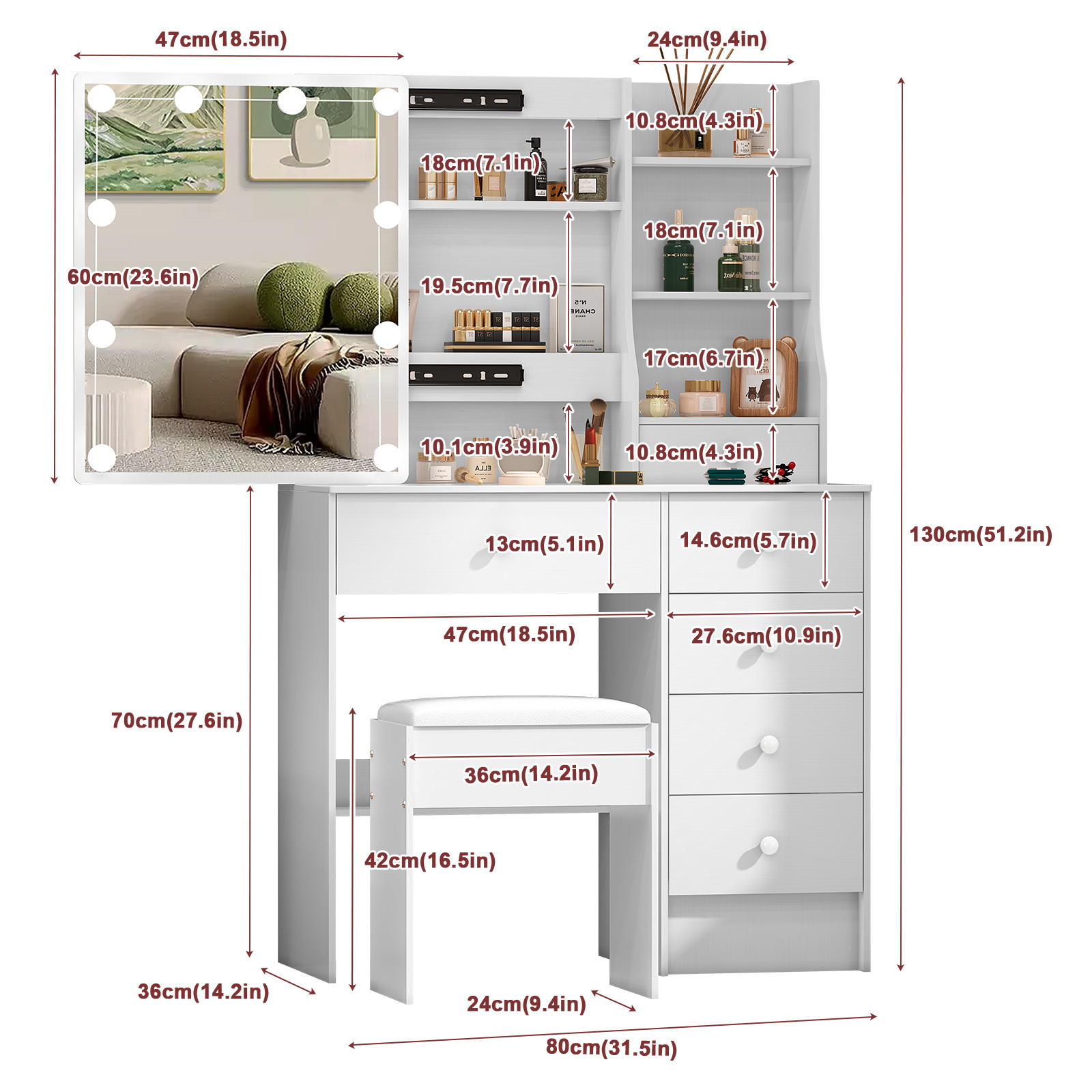 Ensemble coiffeuse moderne bla - Office X Furniture avis et prix